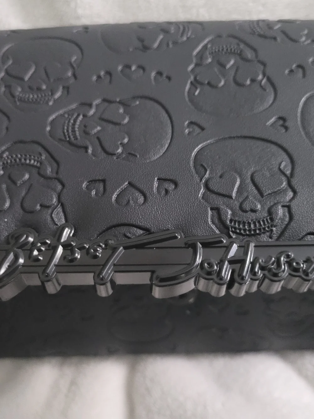 Betsey Johnson Black Embossed Skull Crossbody Bag